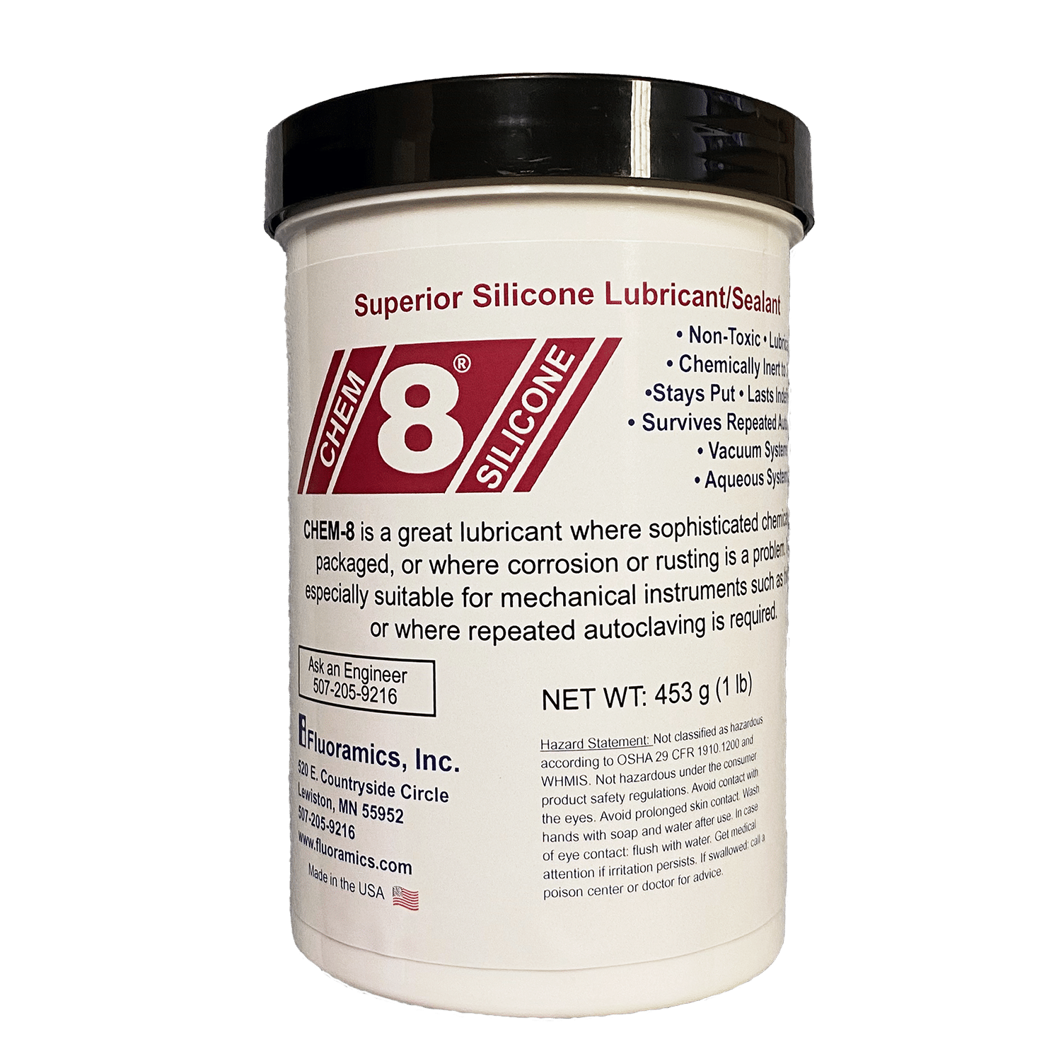 CHEM-8 is an engineered silicone PTFE lubricant & thread sealant 