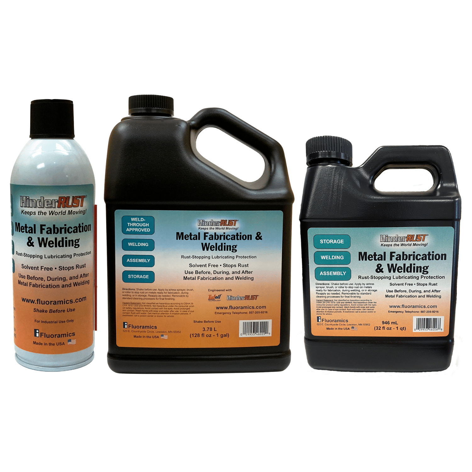 HinderRUST for Metal Fabricating and Welding is a lubricating weld-through approved rust stopper which provides penetrating protection and is removable for final finishing.
