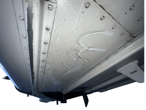 Bottom of airplane one year after HinderRUST application