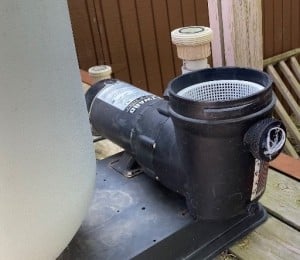 Non-Fluoramics old ripped up thread seal tape on pool pump.